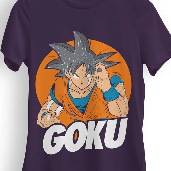 TrendzyKart_100%_Cotton_Goku_Anime_Graphic_Printed_Crew_Neck_T-Shirt__-_Purple
