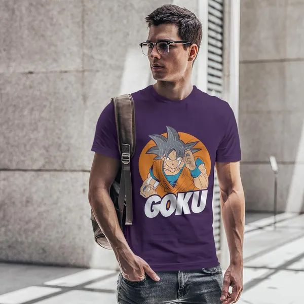 TrendzyKart_100%_Cotton_Goku_Anime_Graphic_Printed_Crew_Neck_T-Shirt__-_Purple