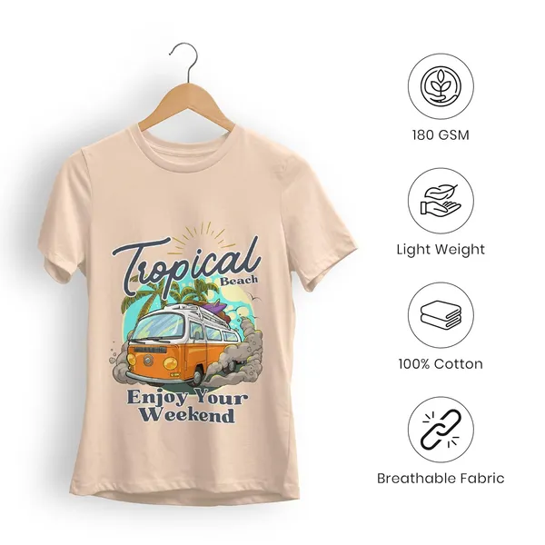 TrendzyKart_100%_Cotton_Tropical_Beach_Print_Crew_Neck_T-Shirt_-_Peach
