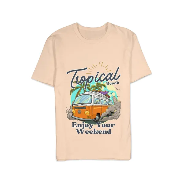 TrendzyKart_100%_Cotton_Tropical_Beach_Print_Crew_Neck_T-Shirt_-_Peach