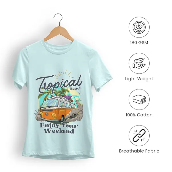 TrendzyKart_100%_Cotton_Tropical_Beach_Print_Crew_Neck_T-Shirt_-_Mint