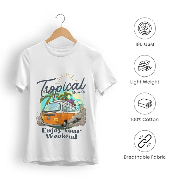 TrendzyKart_100%_Cotton_Tropical_Beach_Printed_Crew_Neck_T-Shirt__-_White