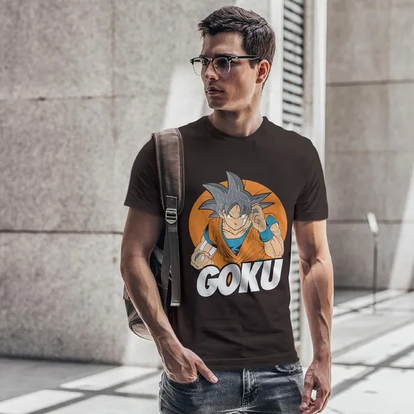TrendzyKart_100%_Cotton_Goku_Anime_Graphic_Printed_Crew_Neck_T-Shirt__-_Coffee_Brown