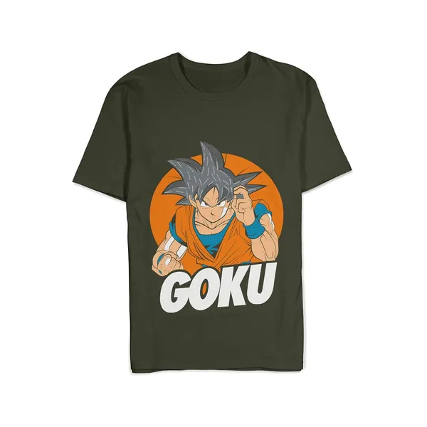 TrendzyKart_100%_Cotton_Goku_Anime_Graphic_Printed_Crew_Neck_T-Shirt__-_Olive_Green