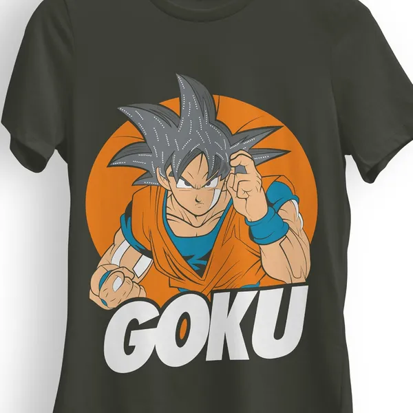TrendzyKart_100%_Cotton_Goku_Anime_Graphic_Printed_Crew_Neck_T-Shirt__-_Olive_Green