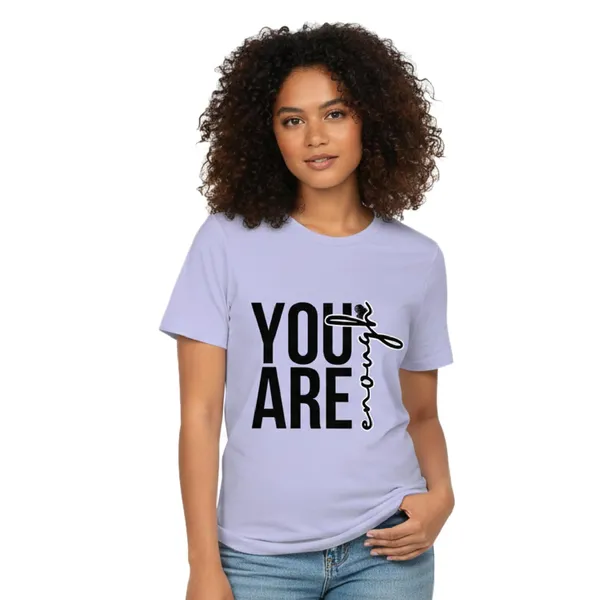 TrendzyKart_Women's_You_are_Enough_Graphic_Printed_T-Shirt_|_Cotton_Casual_Tee_|_Round_Neck_Half_Sleeve_|_Regular_Fit_Typography_Design_(in,_Alpha,_3XL,_Regular,_Purple)