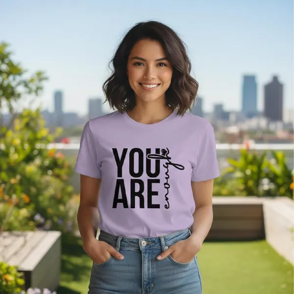 TrendzyKart_Women's_You_are_Enough_Graphic_Printed_T-Shirt_|_Cotton_Casual_Tee_|_Round_Neck_Half_Sleeve_|_Regular_Fit_Typography_Design_(in,_Alpha,_3XL,_Regular,_Purple)