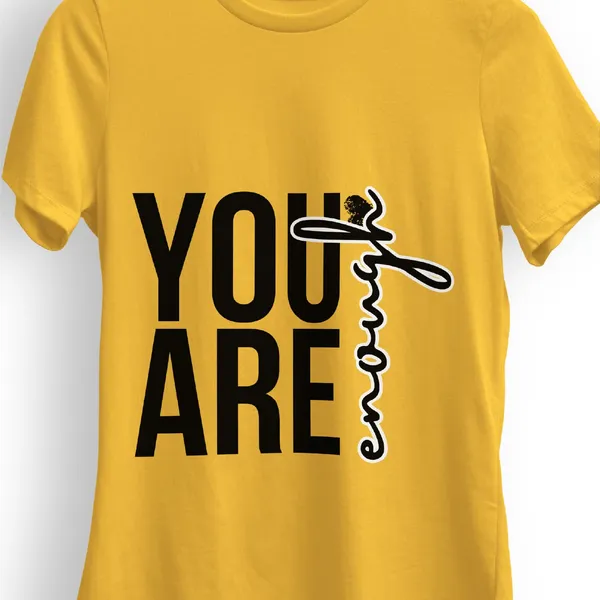 TrendzyKart_Women's_You_are_Enough_Graphic_Printed_T-Shirt_|_Cotton_Casual_Tee_|_Round_Neck_Half_Sleeve_|_Regular_Fit_Typography_Design_(in,_Alpha,_3XL,_Regular,_Yellow)