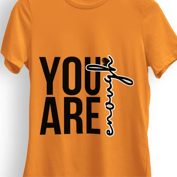 TrendzyKart_Women's_You_are_Enough_Graphic_Printed_T-Shirt_|_Cotton_Casual_Tee_|_Round_Neck_Half_Sleeve_|_Regular_Fit_Typography_Design_(in,_Alpha,_3XL,_Regular,_Orange)