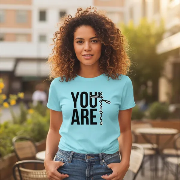 TrendzyKart_Women's_You_are_Enough_Graphic_Printed_T-Shirt_|_Cotton_Casual_Tee_|_Round_Neck_Half_Sleeve_|_Regular_Fit_Typography_Design_(in,_Alpha,_3XL,_Regular,_Blue)