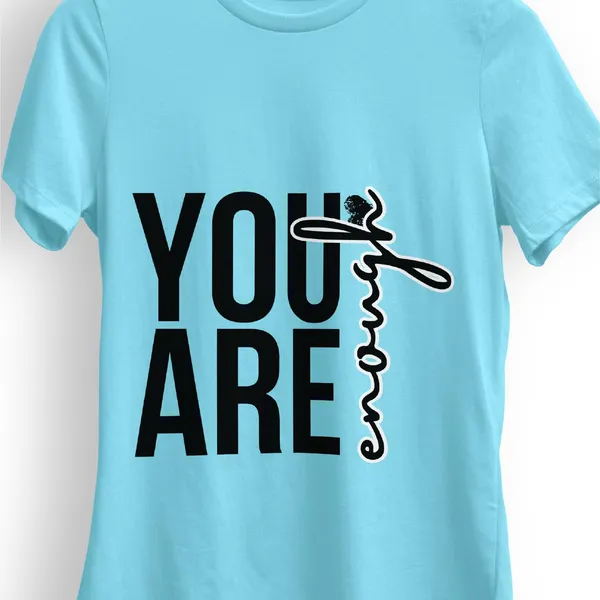 TrendzyKart_Women's_You_are_Enough_Graphic_Printed_T-Shirt_|_Cotton_Casual_Tee_|_Round_Neck_Half_Sleeve_|_Regular_Fit_Typography_Design_(in,_Alpha,_3XL,_Regular,_Blue)