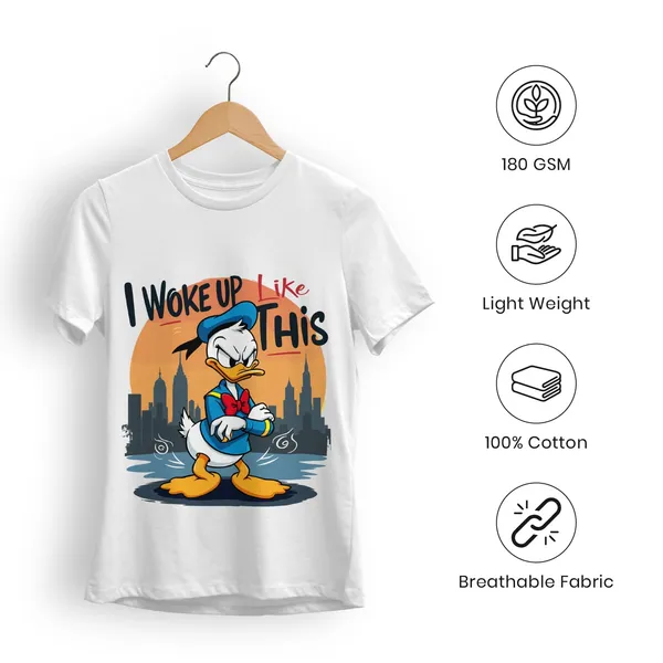 Trendzy_Kart_Donald_Duck_Cartoon_Printed_Women's_T-Shirt_|_100%_Cotton_Graphic_Tee_for_Women_|_Crew_Neck_Half_Sleeve_Soft_Breathable_Casual_Top_(in,_Alpha,_3XL,_Plus,_White)