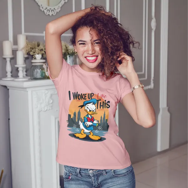 Trendzy_Kart_Donald_Duck_Cartoon_Printed_Women�s_T-Shirt_|_100%_Cotton_Graphic_Tee_for_Women_|_Crew_Neck_Half_Sleeve_Soft_Breathable_Casual_Top_(in,_Alpha,_3XL,_Plus,_Pink)
