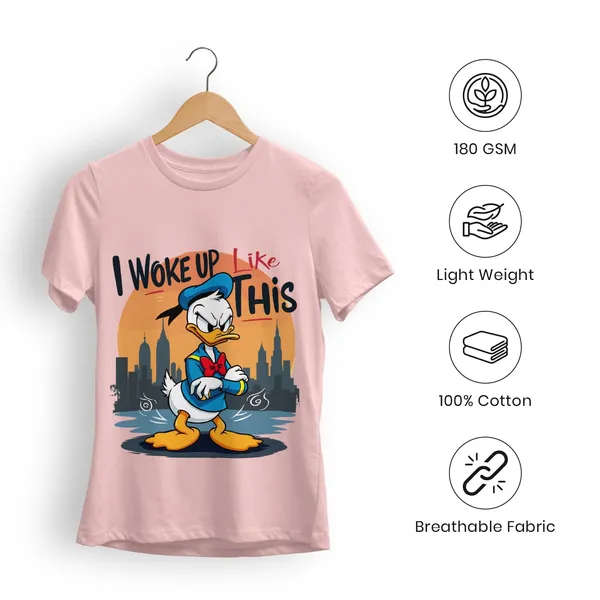 Trendzy_Kart_Donald_Duck_Cartoon_Printed_Women�s_T-Shirt_|_100%_Cotton_Graphic_Tee_for_Women_|_Crew_Neck_Half_Sleeve_Soft_Breathable_Casual_Top_(in,_Alpha,_3XL,_Plus,_Pink)