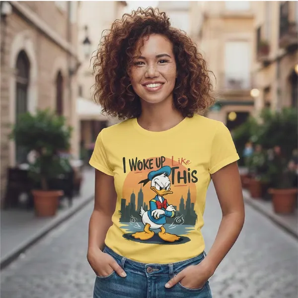 Trendzy_Kart_Donald_Duck_Cartoon_Printed_Women�s_T-Shirt_|_100%_Cotton_Graphic_Tee_for_Women_|_Crew_Neck_Half_Sleeve_Soft_Breathable_Casual_Top_(in,_Alpha,_3XL,_Plus,_M_Yellow)