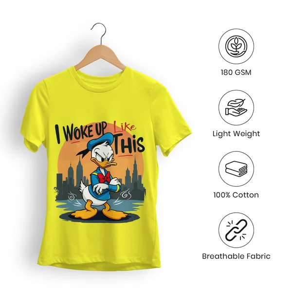 Trendzy_Kart_Donald_Duck_Cartoon_Printed_Women�s_T-Shirt_|_100%_Cotton_Graphic_Tee_for_Women_|_Crew_Neck_Half_Sleeve_Soft_Breathable_Casual_Top_(in,_Alpha,_3XL,_Plus,_Yellow)
