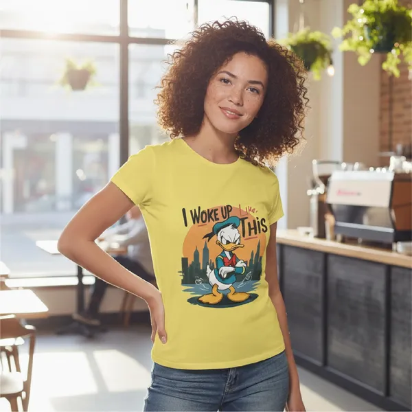 Trendzy_Kart_Donald_Duck_Cartoon_Printed_Women�s_T-Shirt_|_100%_Cotton_Graphic_Tee_for_Women_|_Crew_Neck_Half_Sleeve_Soft_Breathable_Casual_Top_(in,_Alpha,_3XL,_Plus,_Yellow)