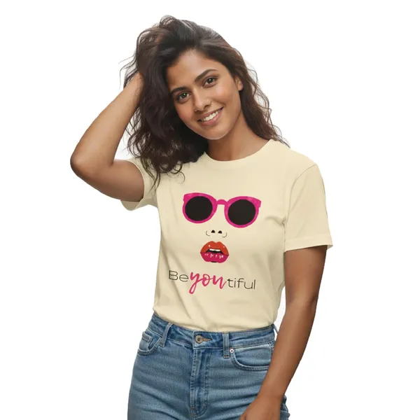 Trendzy_Kart_�Be_Youtiful_Self�_Quote_Women�s_T-Shirt_|_100%_Cotton_Crew_Neck_Half_Sleeve_Graphic_Printed_Tee_|_Soft_Breathable_Regular_Fit_Casual_Top_(in,_Alpha,_3XL,_Plus,_Beige)