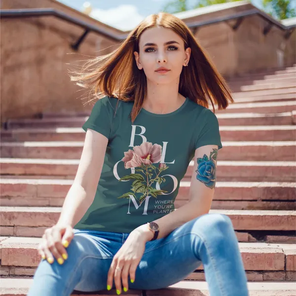 Trendzy_Kart_Floral_Printed_Women's_T-Shirt_|_100%_Cotton_Crew_Neck_Half_Sleeve_Casual_Graphic_Tee_|_Soft_Breathable_Regular_Fit_Top_(in,_Alpha,_3XL,_Plus,_Green)