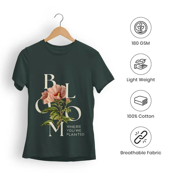 Trendzy_Kart_Floral_Printed_Women's_T-Shirt_|_100%_Cotton_Crew_Neck_Half_Sleeve_Casual_Graphic_Tee_|_Soft_Breathable_Regular_Fit_Top_(in,_Alpha,_3XL,_Plus,_Green)