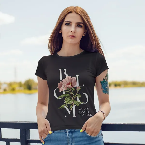 TrendzyKart_Floral_Printed_Women's_T-Shirt_|_100%_Cotton_Crew_Neck_Half_Sleeve_Casual_Graphic_Tee_|_Soft_Breathable_Regular_Fit_Top_(in,_Alpha,_3XL,_Plus,_Brown)