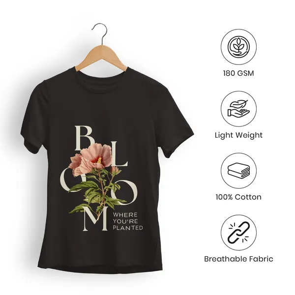 TrendzyKart_Floral_Printed_Women's_T-Shirt_|_100%_Cotton_Crew_Neck_Half_Sleeve_Casual_Graphic_Tee_|_Soft_Breathable_Regular_Fit_Top_(in,_Alpha,_3XL,_Plus,_Brown)