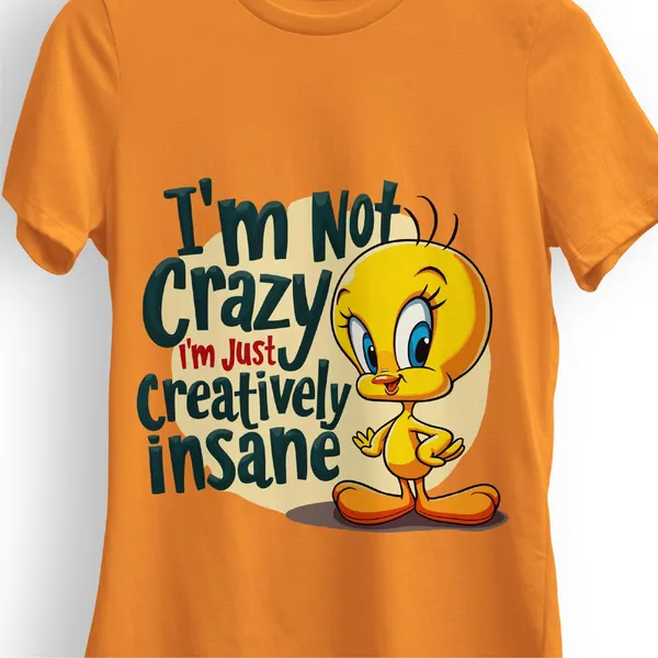 Trendzy_Kart_Tweety_Bird_Cartoon_Printed_Women�s_T-Shirt_|_100%_Cotton_Crew_Neck_Half_Sleeve_Graphic_Tee_(in,_Alpha,_3XL,_Plus,_Orange)