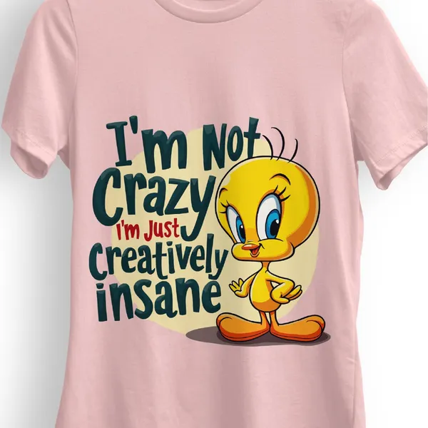 Trendzy_Kart_Tweety_Bird_Cartoon_Printed_Women�s_T-Shirt_|_100%_Cotton_Crew_Neck_Half_Sleeve_Graphic_Tee_(in,_Alpha,_3XL,_Plus,_Baby_Pink)