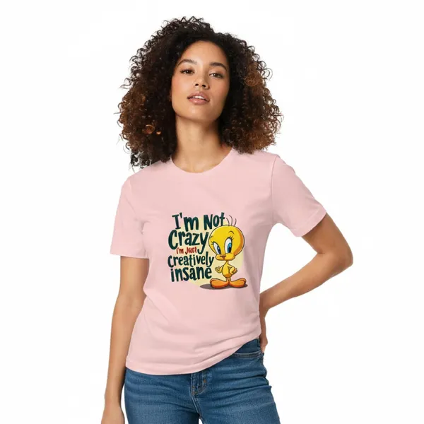 Trendzy_Kart_Tweety_Bird_Cartoon_Printed_Women�s_T-Shirt_|_100%_Cotton_Crew_Neck_Half_Sleeve_Graphic_Tee_(in,_Alpha,_3XL,_Plus,_Baby_Pink)