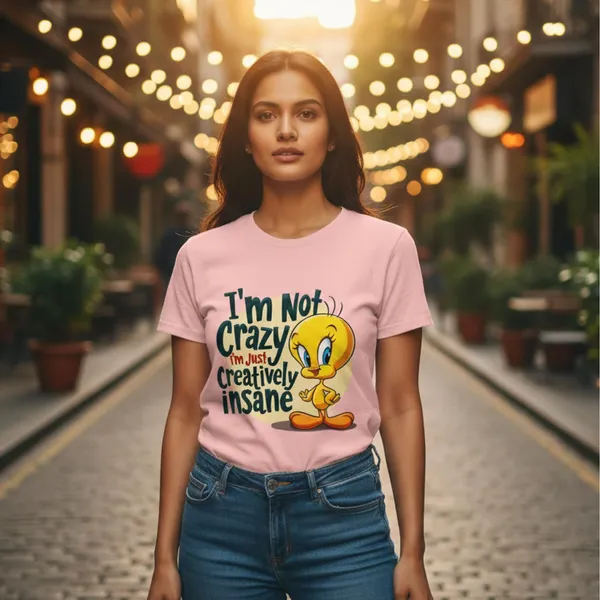 Trendzy_Kart_Tweety_Bird_Cartoon_Printed_Women�s_T-Shirt_|_100%_Cotton_Crew_Neck_Half_Sleeve_Graphic_Tee_(in,_Alpha,_3XL,_Plus,_Baby_Pink)