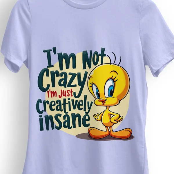 Trendzy_Kart_Tweety_Bird_Cartoon_Printed_Women�s_T-Shirt_|_100%_Cotton_Crew_Neck_Half_Sleeve_Graphic_Tee_(in,_Alpha,_3XL,_Plus,_Lavender)