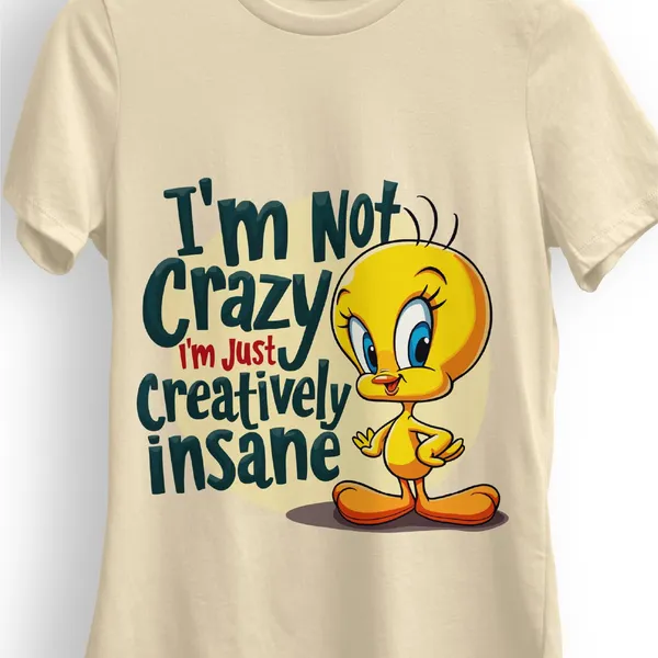 Trendzy_Kart_Tweety_Bird_Cartoon_Printed_Women�s_T-Shirt_|_100%_Cotton_Crew_Neck_Half_Sleeve_Graphic_Tee_(in,_Alpha,_3XL,_Plus,_Beige)