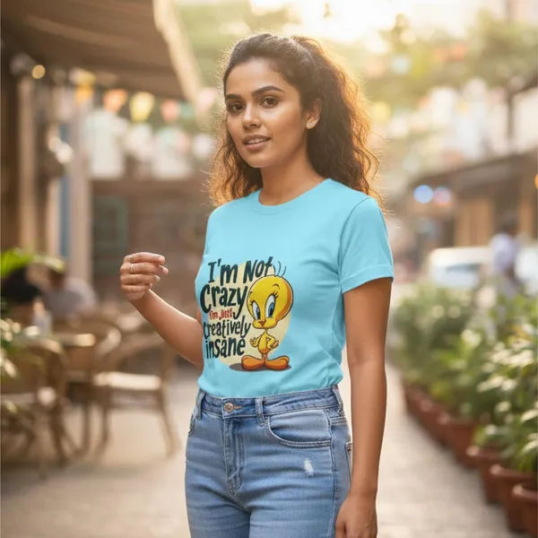 Trendzy_Kart_Tweety_Bird_Cartoon_Printed_Women�s_T-Shirt_|_100%_Cotton_Crew_Neck_Half_Sleeve_Graphic_Tee_(in,_Alpha,_3XL,_Plus,_Baby_Blue)