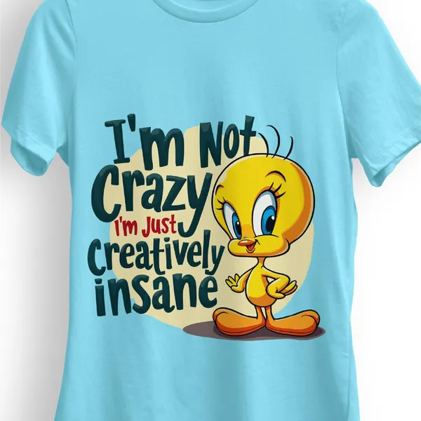 Trendzy_Kart_Tweety_Bird_Cartoon_Printed_Women�s_T-Shirt_|_100%_Cotton_Crew_Neck_Half_Sleeve_Graphic_Tee_(in,_Alpha,_3XL,_Plus,_Baby_Blue)