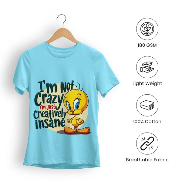 Trendzy_Kart_Tweety_Bird_Cartoon_Printed_Women�s_T-Shirt_|_100%_Cotton_Crew_Neck_Half_Sleeve_Graphic_Tee_(in,_Alpha,_3XL,_Plus,_Baby_Blue)