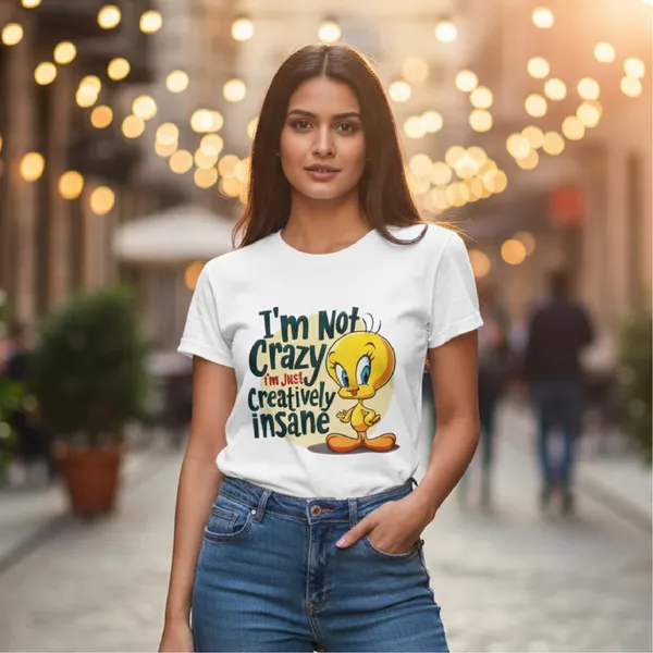 Trendzy_Kart_Tweety_Bird_Cartoon_Printed_Women's_T-Shirt_|_100%_Cotton_Crew_Neck_Half_Sleeve_Graphic_Tee_(in,_Alpha,_3XL,_Plus,_White)