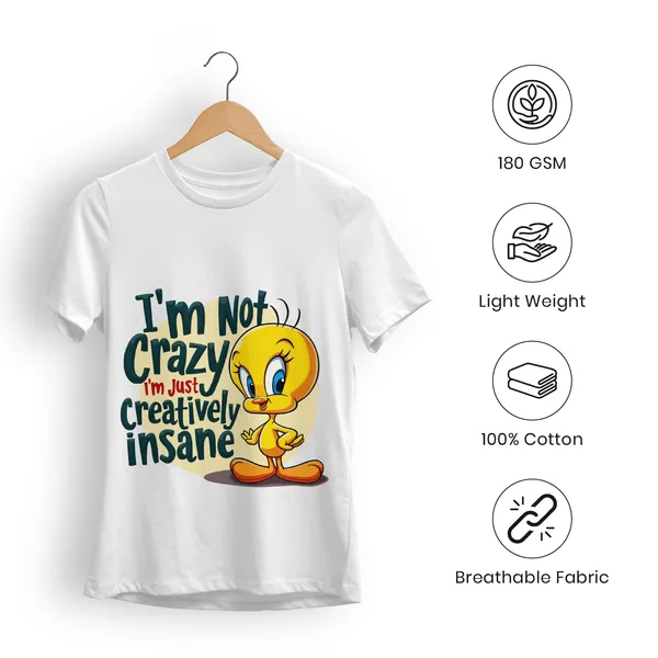Trendzy_Kart_Tweety_Bird_Cartoon_Printed_Women's_T-Shirt_|_100%_Cotton_Crew_Neck_Half_Sleeve_Graphic_Tee_(in,_Alpha,_3XL,_Plus,_White)