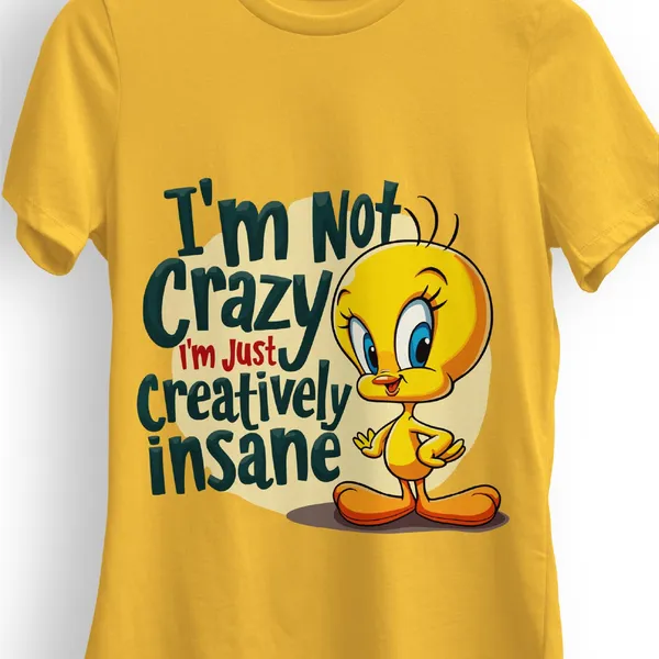 Trendzy_Kart_Tweety_Bird_Cartoon_Printed_Women�s_T-Shirt_|_100%_Cotton_Crew_Neck_Half_Sleeve_Graphic_Tee_(in,_Alpha,_3XL,_Plus,_Mustard_Yellow)