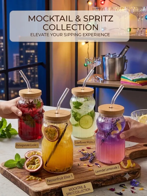 Shubh_Aura_4_Pack_Japanese_style_Glass_Tumbler_with_Wooden_Lid_and_Straw_for_coffee,_ice_tea,_milk_shakes_and_mocktails_500ml