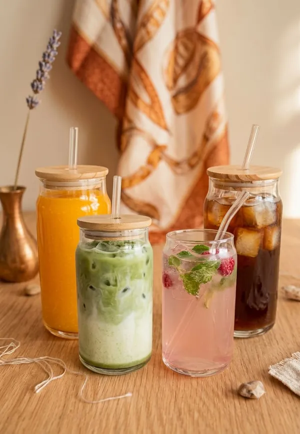 Shubh_Aura_4_pc_classic_Glass_Tumbler_set_with_Wooden_Lid_and_Straw_for_juices,_mocktails,_coffee_and_ice_tea,_500ml_perfect_for_office_and_home