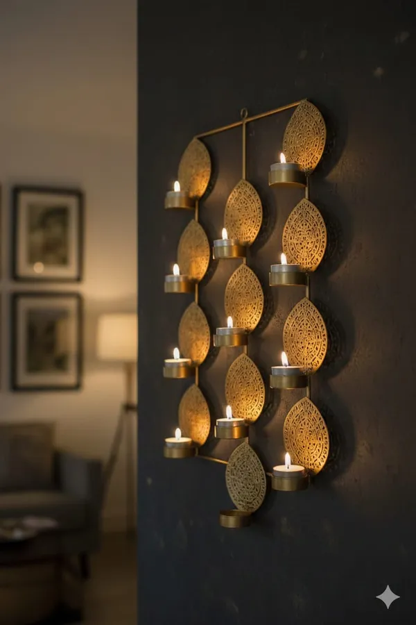 Shubh_Aura_pack_of_1_heavy_Metal_with_gold_finish_Wall_Hanging_with_12_tea_light_Holder,_It_looks_perfect_for_home_decor_in_everyday_basis_&_looks_elegant_for_gifting_in_different_occasion
