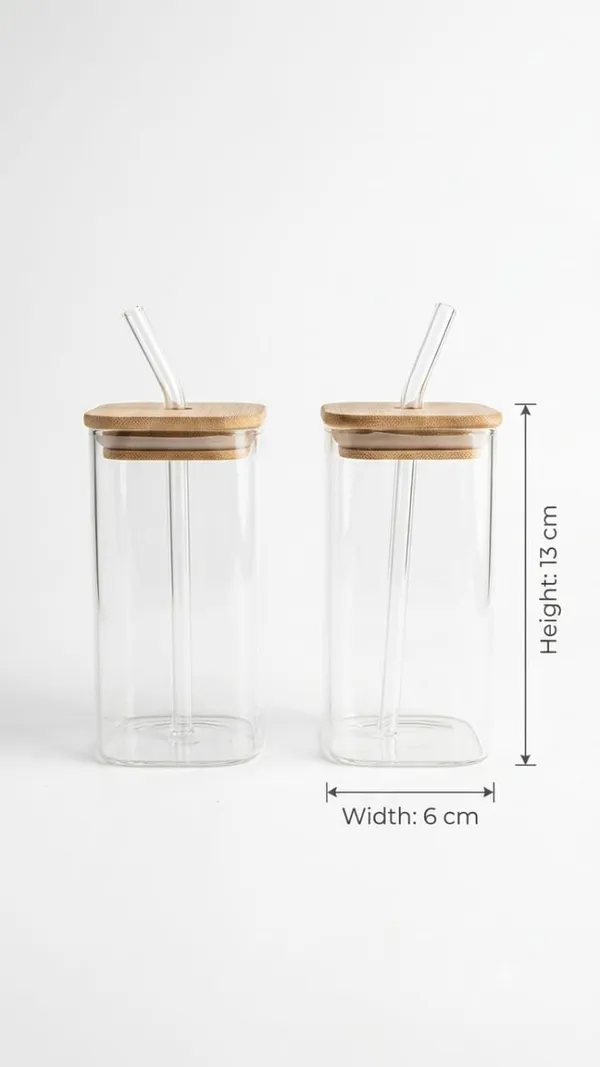 Shubh_Aura_Square_Shape_tumbler_with_wooden_lid_&_glass_straw_set_of_4__450ml_each,_size_12.5cm_height_and_6cm_width