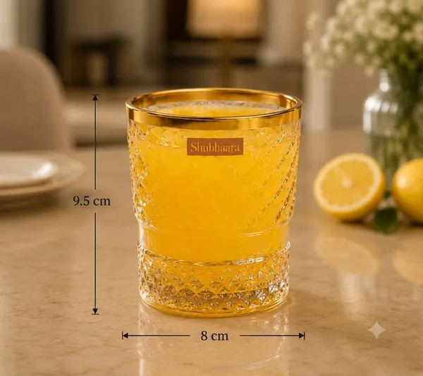 Shubh_Aura_set_of_6_premium_embossed_Gold_plating_at_edges_for_whiskey_&_mocktail_serving,_Perfect_for_inhouse_parties_size_300ml,_height_9.5cm_and_width_8cm