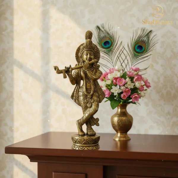 Shubh_Aura_100%_Brass_natural_Golden_Traditional_Hindu_Religious_Krishna_Figurine