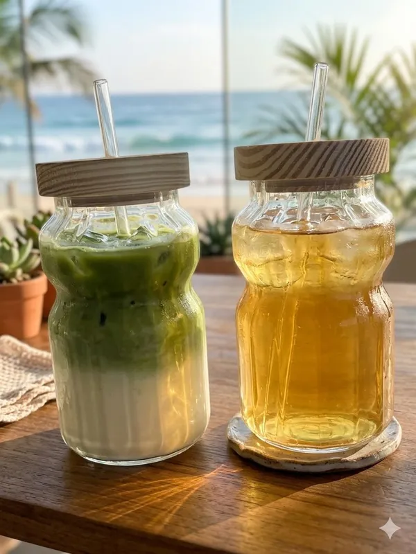 Shubh_Aura_4_Pack_Japanese_style_Glass_Tumbler_with_Wooden_Lid_and_Straw_for_coffee,_ice_tea,_milk_shakes_and_mocktails_500ml