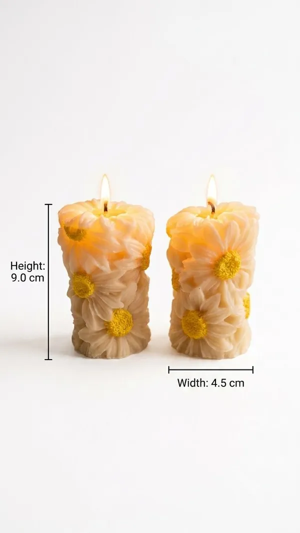 Shubh_Aura_100%_pure_Soy_Wax_scented_small_daisy_flower_3D_Candles,_set_of_4_,_Beautiful_for_decoration_&_Gifting