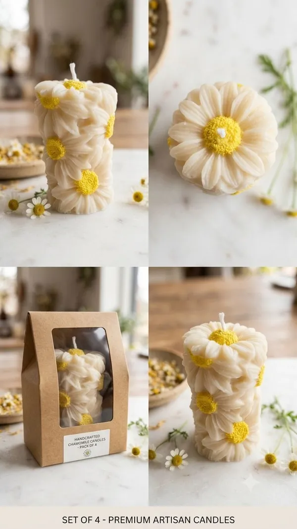 Shubh_Aura_100%_pure_Soy_Wax_scented_small_daisy_flower_3D_Candles,_set_of_4_,_Beautiful_for_decoration_&_Gifting