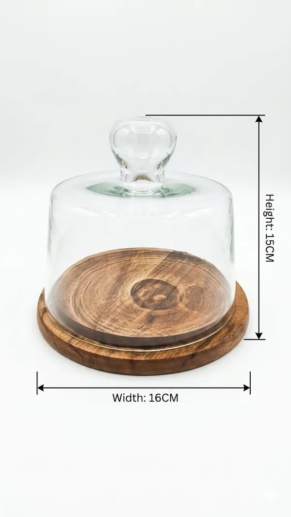 Shubh_Aura_wooden_base_cake/dessert_stand_with_glass_cloche_10"_dia,_Natural_wood_surface_to_keep_the_cakes_&_heavy_weight_glass_cloche_to_cover,__perfect_for_serving_cake_&_dessert_in_home_parties