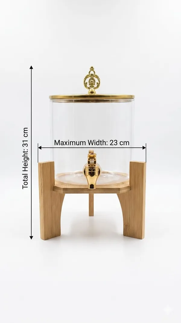 Shubh_Aura_borosilicate_Glass_Beverage_dispenser_perfectly_sized_for_everything_from_fresh_juices,_fruit_punches,_sparkling_mocktails,_infused_water_for_every_day_use._Size_3000ml,_Total_width_23cm_&_height_31cm
