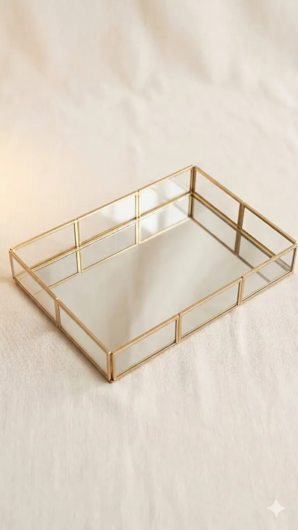 Shubh_Aura_Gold_color_premium_mirror_glass_tray_multi_purpose_to_use_for_serving_or_make_up_organiser